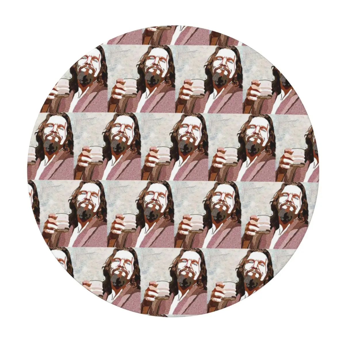 Big Lebowski Dude Portrai Waterproof Round Tablecloth Oilproof Table Cloth for Kitchen Events Dining Table Cover