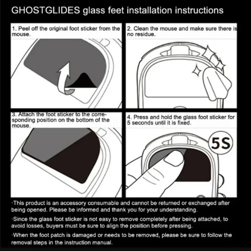 Glass Mouse Skates for Logitech MX Master 3/3s Mouse Feet Pads Smooth Durable Slim 2.5D Curved Edge Mouse Accessories