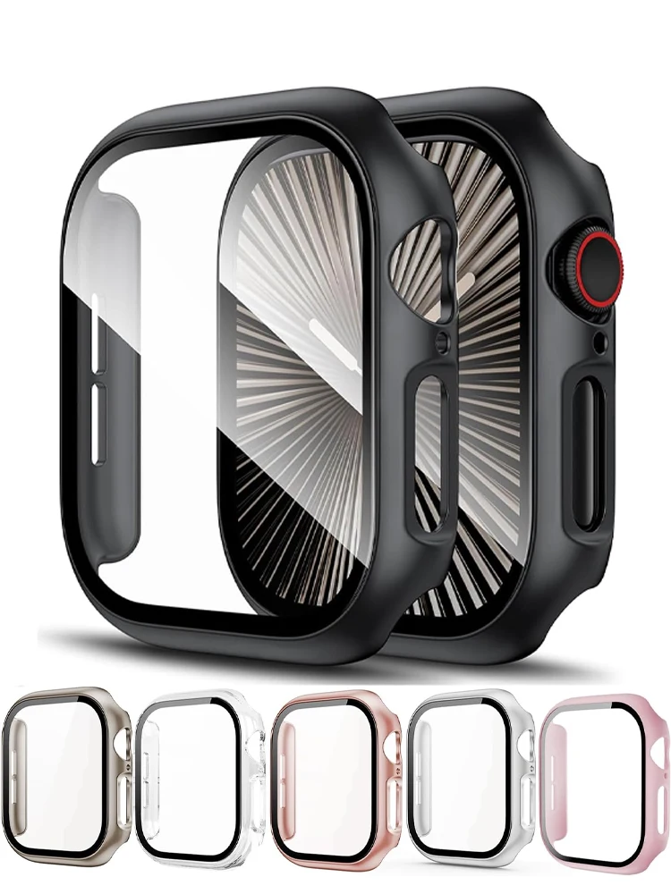 Hülle für Apple Watch 10, 42 mm, 46 mm, matt, hart, PC-Stoßstange, Displayschutzfolie, gehärtetes Glas, iWatch-Abdeckung, Serie 10, 46 mm, Zubehör