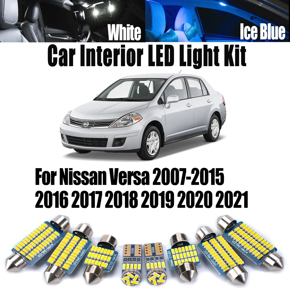 Baúl de cúpula de mapa de lectura interior LED Canbus ​ Kit de luces de matrícula para Nissan Versa 2007- 2018 2019 2020 2021, accesorios para coche