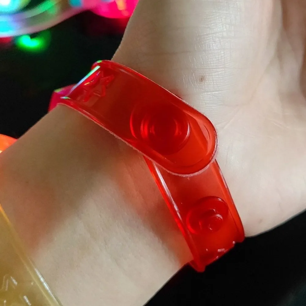 3PCS Plastic LED Light Up Bracelets Adjustable Cartoon Glowing Bracelets Glowing Effect Glowing Wristbands Christmas Celebration