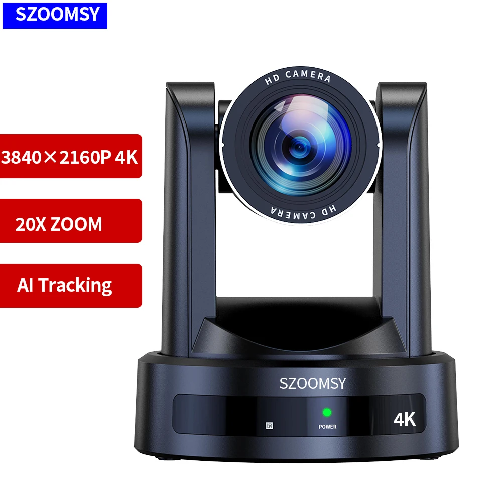 SZOOMSY 4K PTZ Camera HDMI AI Auto-Tracking PTZ Camera 4K 20X Optical Zoom, USB3.0 LAN HDMI PTZ Camera 4K for Church Worship