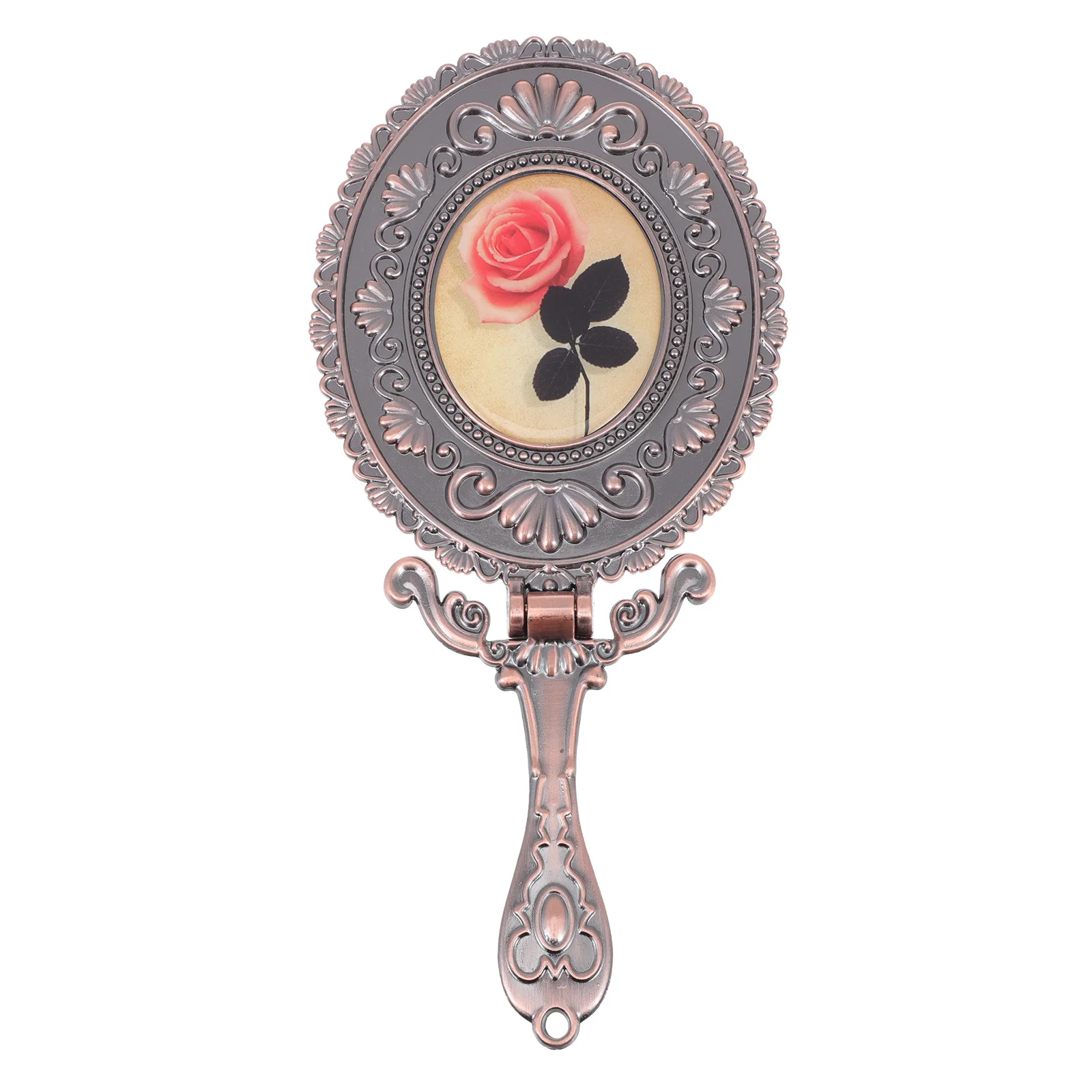 

Rose Handheld Makeup Mirror Foldable Portable Mirror Vintage Chic Personal Beauty Tool for Touch-Ups Anywhere