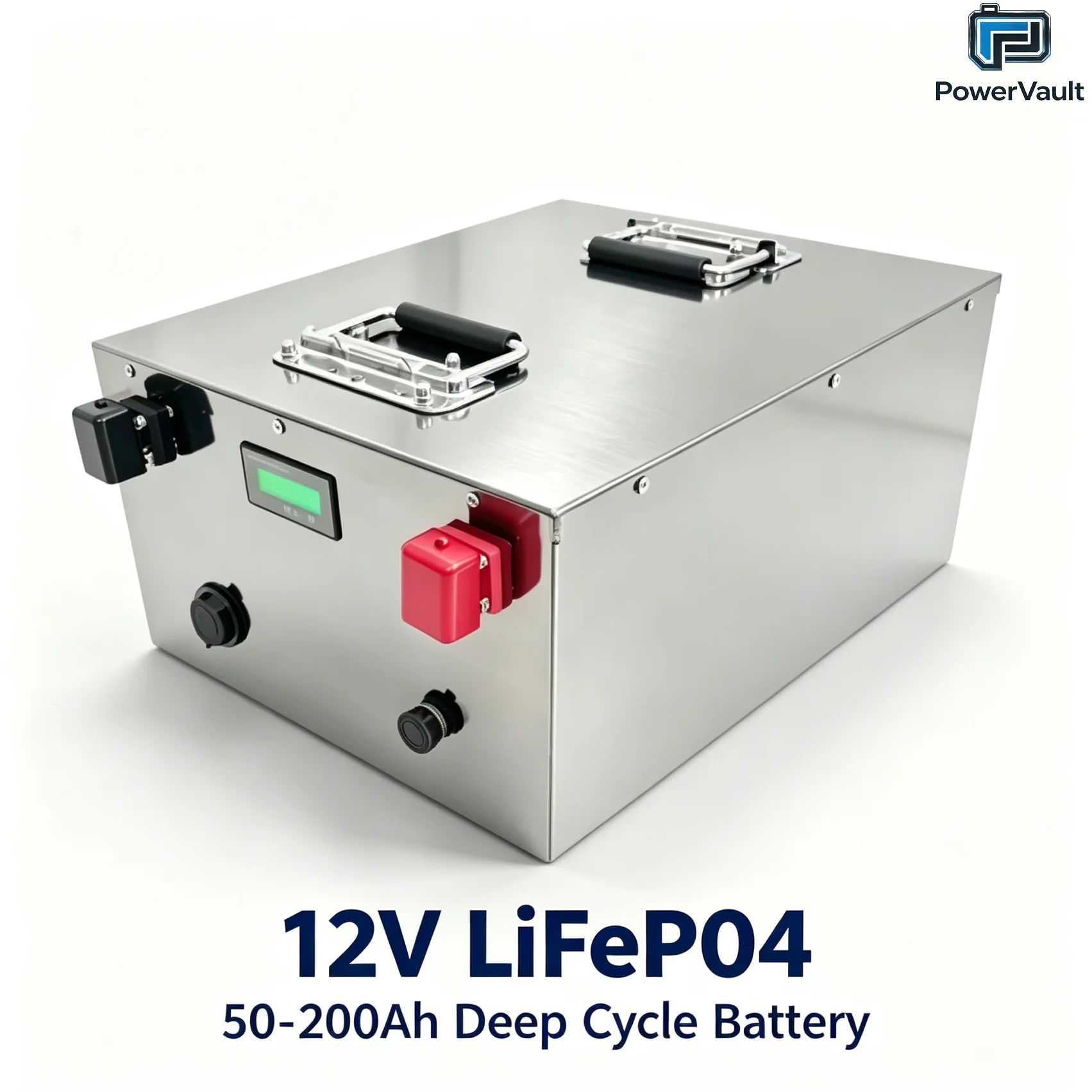 12V LiFePO4 Deep Cycle Battery 50Ah 100Ah 150Ah 200Ah for Solar Panel RV Marine Boat, Built-in BMS, 6000+ Lifespan