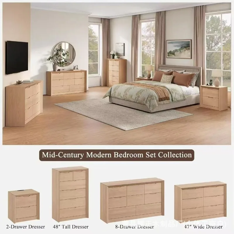 Solid wood bedside table three drawers Chinese retro simple modern bedroom chest