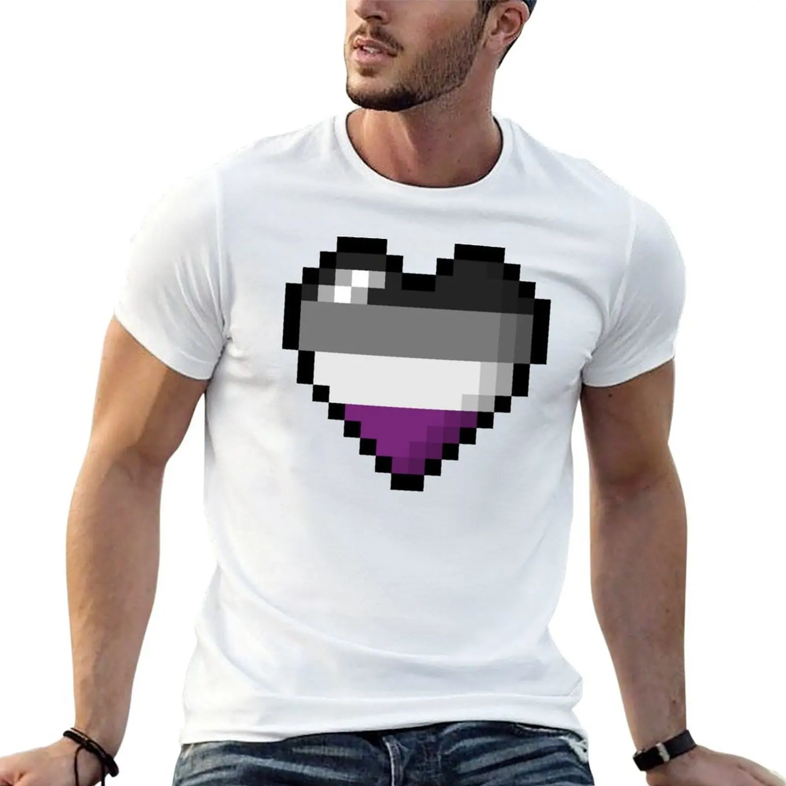 

Large Pixel Heart Design in Asexual Pride Flag Colors T-Shirt anime t shirts for man funny t shirts man T-Shirt