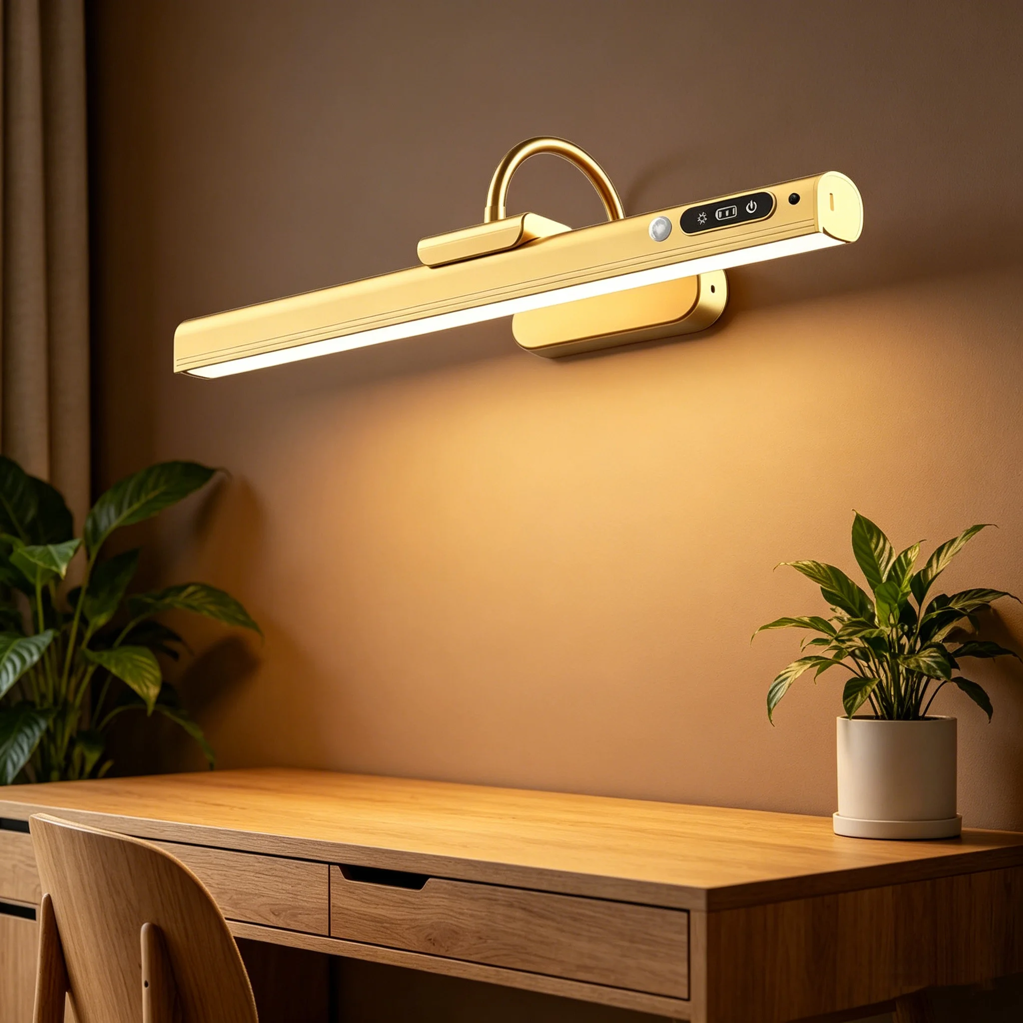 モーションセンシングled絵画照明ミラーフロントライトリモコン付きブラックゴールド洗面台ホームインテリア装飾