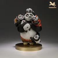Copper Craft Chinese Cartoon Film Character Kung Fu Panda Figurines Cute Panda Winners&Sinners Sculptures Ornament Desktop Decor