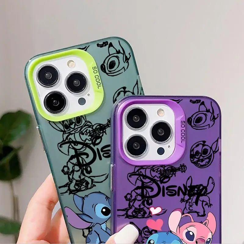 Cartoon Disney Stitch Angies phone tpu cases for Apple iphone 14 pro max case 15pro 15 13 funda iphone 11 Pro 14plus 12Pro Soft