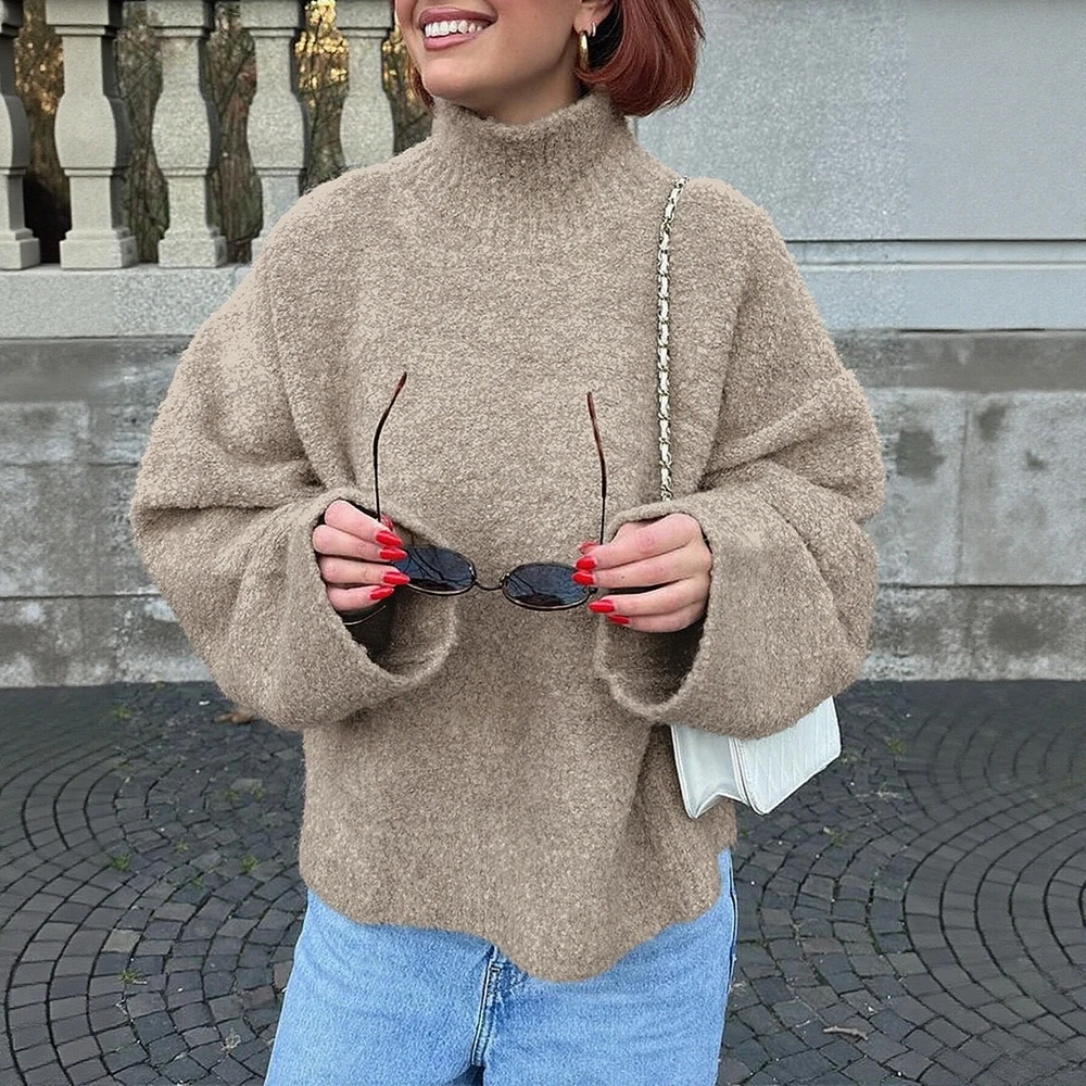 

Свитер с длинным рукавом и круглым вырезом, осенне-зимняя одежда для поездок на работу, прямой дизайн, модный женский топ