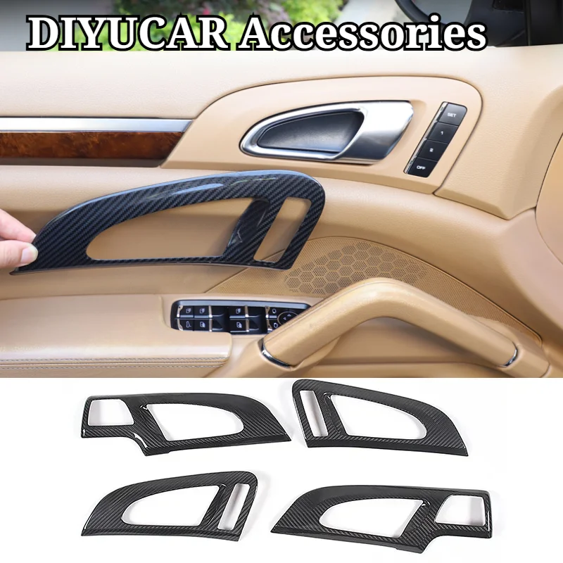 For Porsche Cayenne 2011-2017 Real Carbon Fiber Car Inner Door Handle Frame Cover Trim Interior Car Accessories