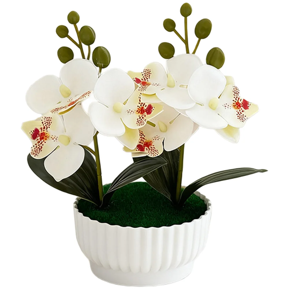 Artificial Orchid Phalaenopsis Orchid Tabletop Decor Realistic Petals Lifelike Leaves Soft Material No Watering Required