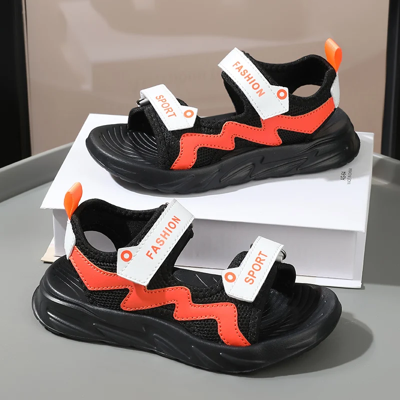 

Детские летние сандалии для мальчиков, обувь босиком, дышащая резиновая подошва, пляжная детская повседневная обувь для воды, спортивные сандалии для мальчиков