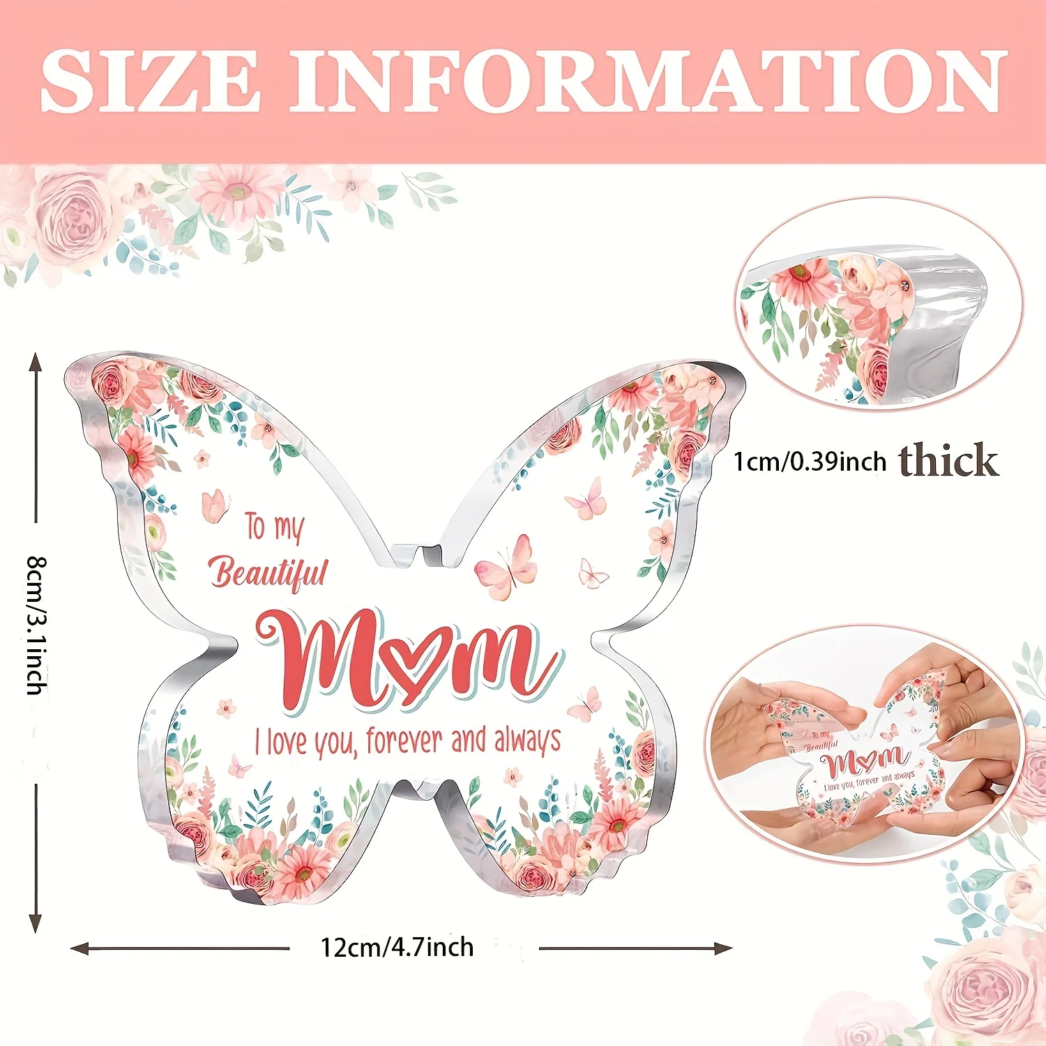 Gifts for Mom, Unique Mom Birthday Gifts - Butterfly Acrylic Plaque Decor - Mothers Day Christmas Valentines Day Gift for Mom view 2