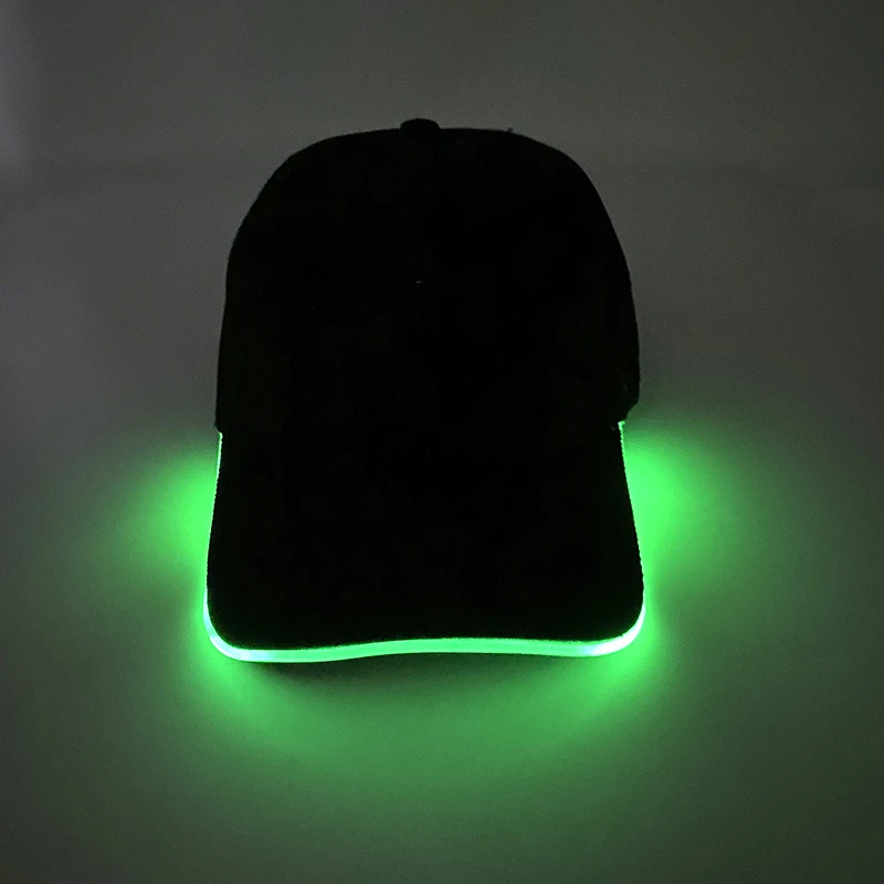 Glowing Baseball Cap NightClub Masquerade Riding Light Up Supplies Hip-hop Black Hat Led Sports Glowing Fibre Baseball Hats