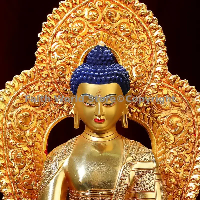 Boutique handmade Buddha statue Shakyamuni Buddhist patriarch Buddha figure of the Buddha with backlight copper gilding Buddhism