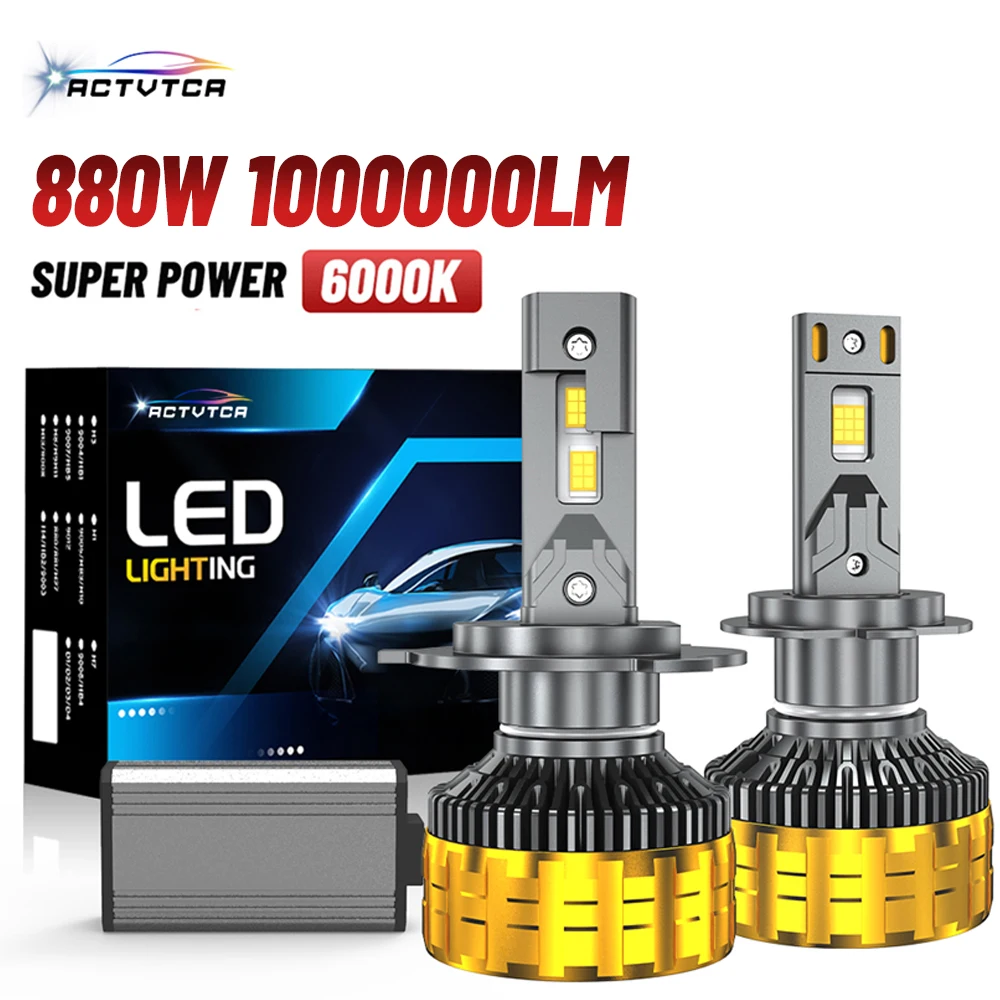 

ACTVTCA 1000000W H7 H4 H11 Led Headlight 880W Car Lights H1 H3 H8 H9 HB3 9005 HB4 9006 9012 9007 9008 H13 12V 24V Led Auto Bulbs