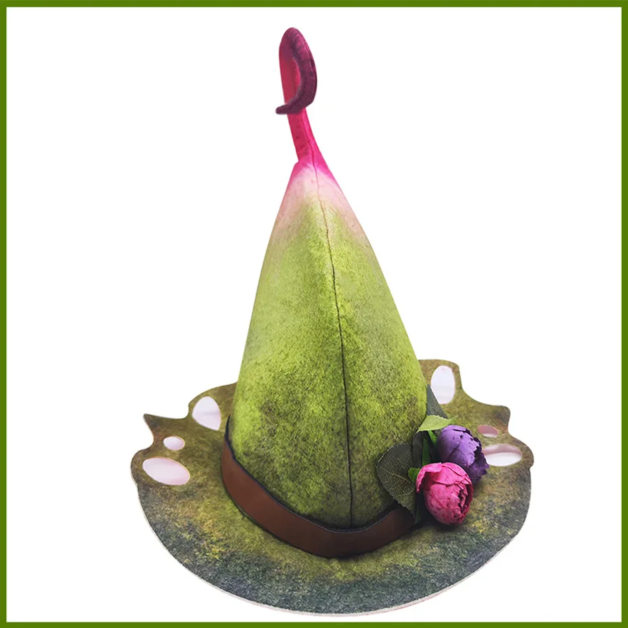 Halloween Lotus Leaf Witch Hat Pink Blue Flower Hat Artificial Plant Lotu Handmade Party Gifts Home Holiday Decoration