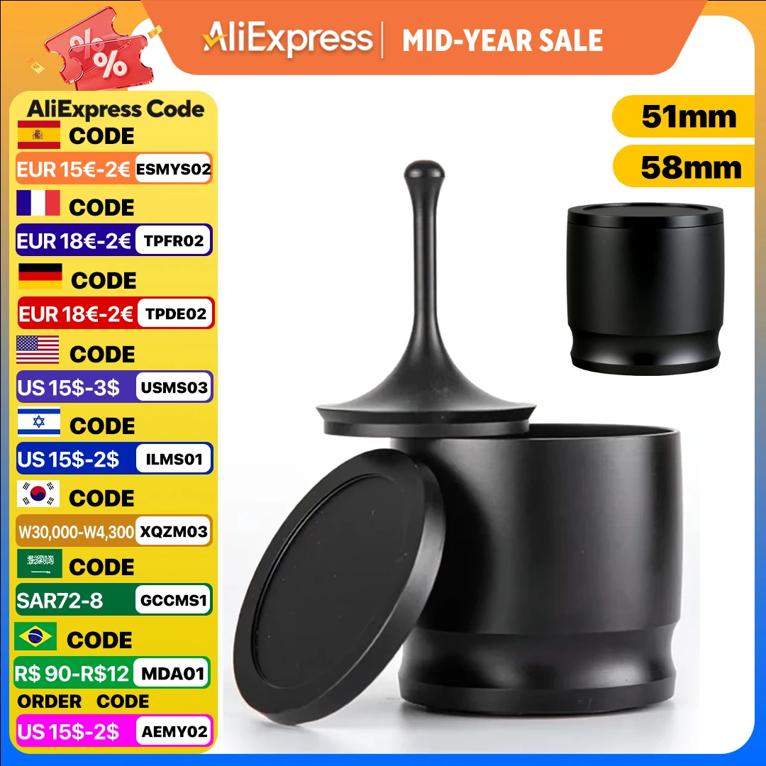 Copo Dosador de Café, 51mm, 58mm, Funil Dosador de Espresso em Liga de Alumínio, Tigela para Preparo, Anel Dosador para Porta-Filtro, Acessórios para Café