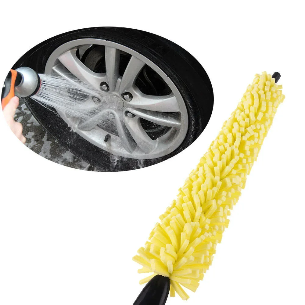 

Car Tire Rims Cleaning Brush Car Wheel Beauty Cleaning Brush Yellow Sponge Corn Professional Detail Gap Cleaning Tool Parts