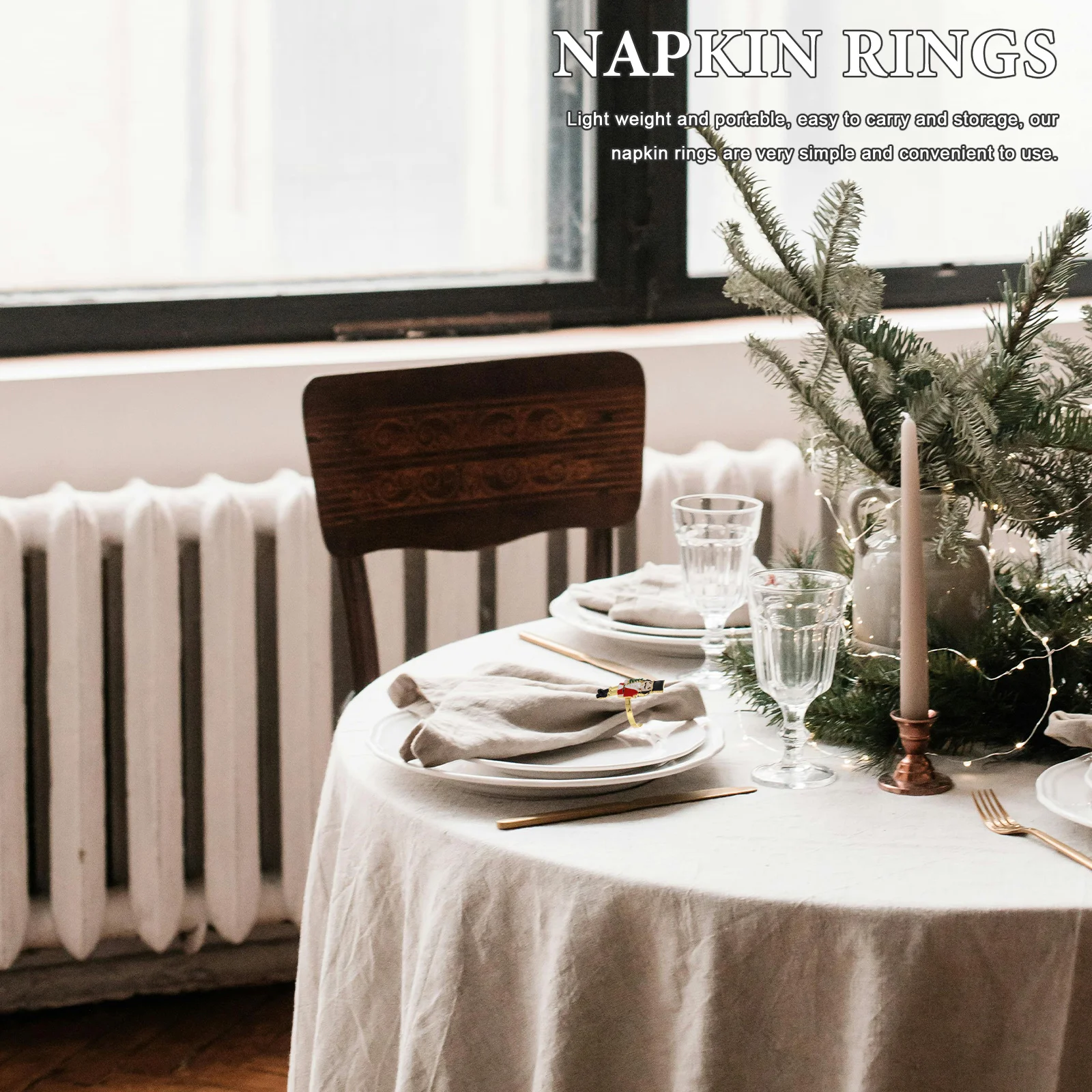 

4Pcs Napkin Buckles Decorative Nutcracker Style Dining Table Accessories for Banquet Birthday Celebration Centerpiece