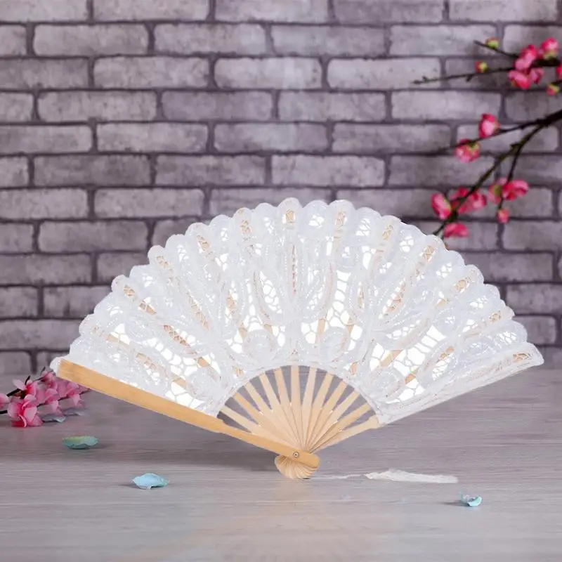 Hollow Lace Folding Fan Black White Lace Folding Fan Vintage Handheld Fan Women Girls Art Craft Gift Decor Photographic Props