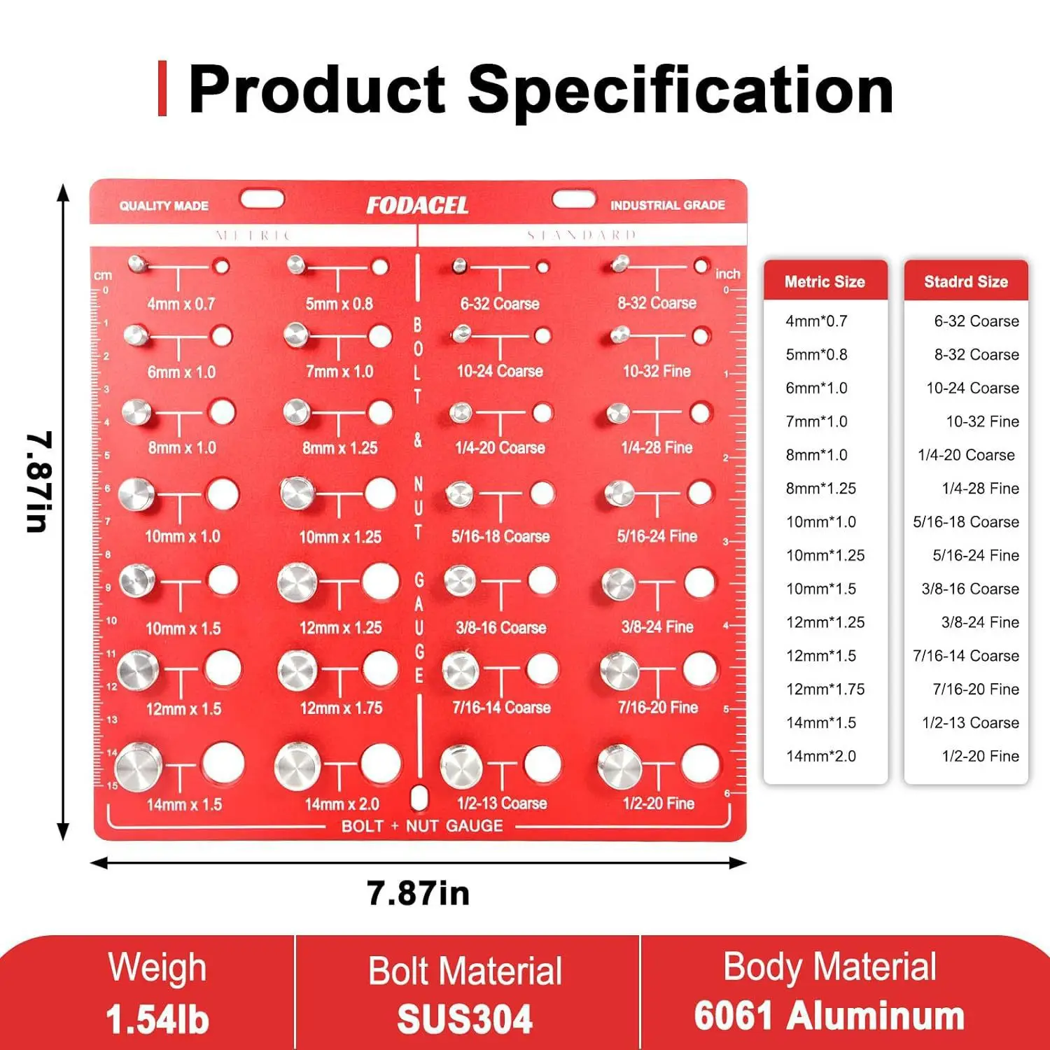 Thread Checker, 28 Nut And Bolt Thread Checker Gauge Inch And Metric Size Precise Screw Size And Thread Measuring Tools