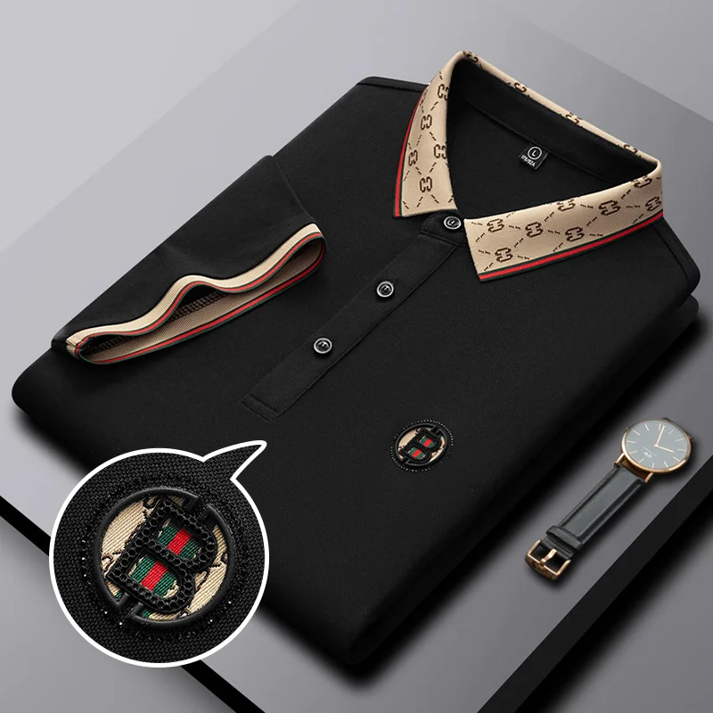 Marca de lujo, novedad de verano, polo de golf de manga corta para hombre, camiseta transpirable informal de negocios con bordado de letras de diseñador superior