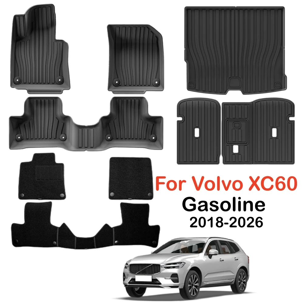 Fußmatten für Volvo XC60 Allwetter-Front- und Heckkofferraummatte Wasserdichte Rutschfeste Fußpolster Bodenteppiche 2018-2026 – Detail 1