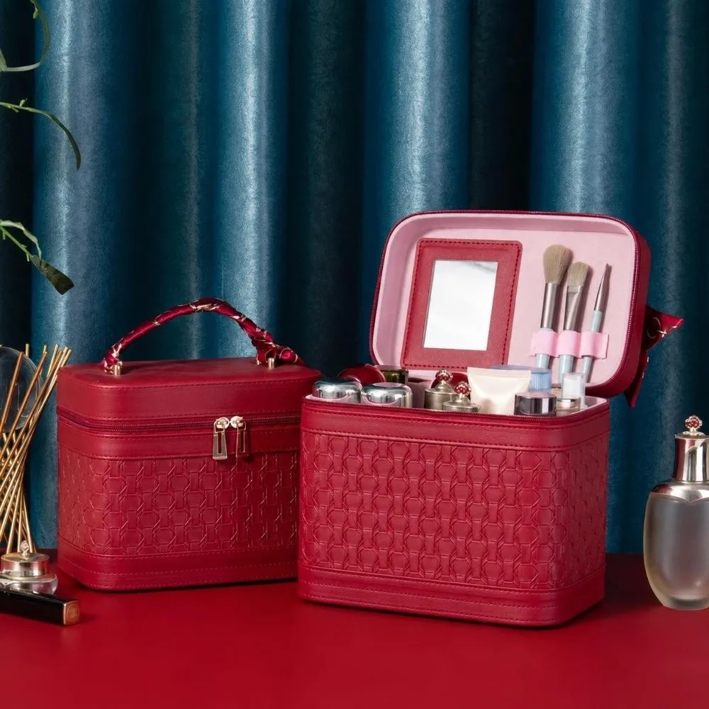 Stylish Portable Makeup Bag Handle Design with Gift Scarf Cosmetics Storage Box Waterproof Large Capacity Styling Bag