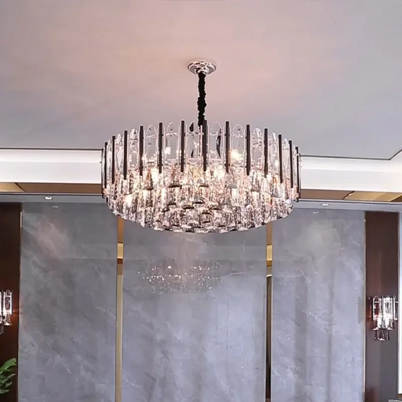 

Light luxury living room lamp physical store, new dining room lamp, modern Hong Kong style bedroom crystal chandelier