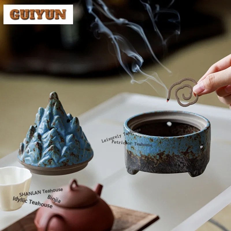 Zen-inspired Earthenware Mountain Tripodia Incense Holder Zen Garden Incense Burners Meditation Censer Cafes Accessories Craft