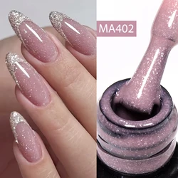 MEET ACROSS 7ml Glitter Purple Nude Brown Rubber Base Gel 2 In 1 Construction Effect Nail Art Gel Varnish For Nails Winter Autum