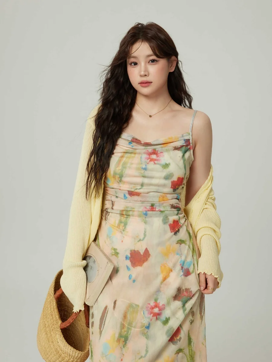 

Monika plus Size Women's Lazy Knitted Top Spring Summer New Style Sun Protection Cardigan Wooden Casual Korean Style