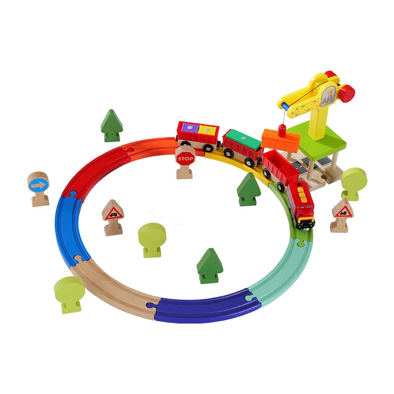 Railway Track Kit DIY Birthday Cake Wooden Train Track Set Reusable Train Playset Easy Assembly Birthday Cake Decoration Gift