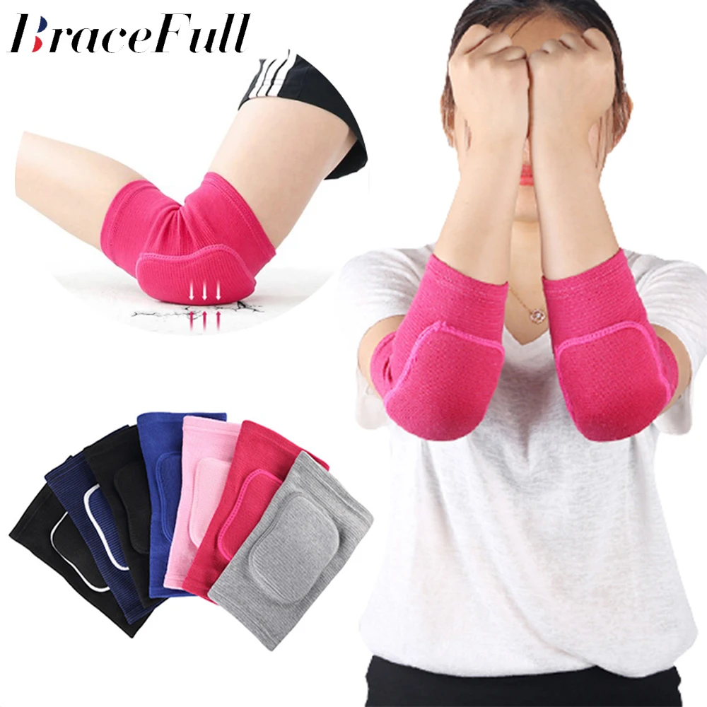 1Pair Elastic Elbow Pads Thickened Sponge Elbow Knee Protectors Guard Basketball Volleyball Sport Arm Sleeve Pad Adults Children