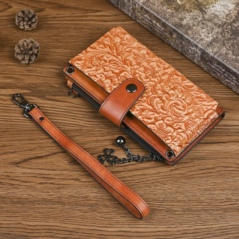 

Retro Style Genuine Leather Wallet Multifunctional Women First Layer Cowhide Shoulder Bag Elegant Women Crossbody Bag for Travel