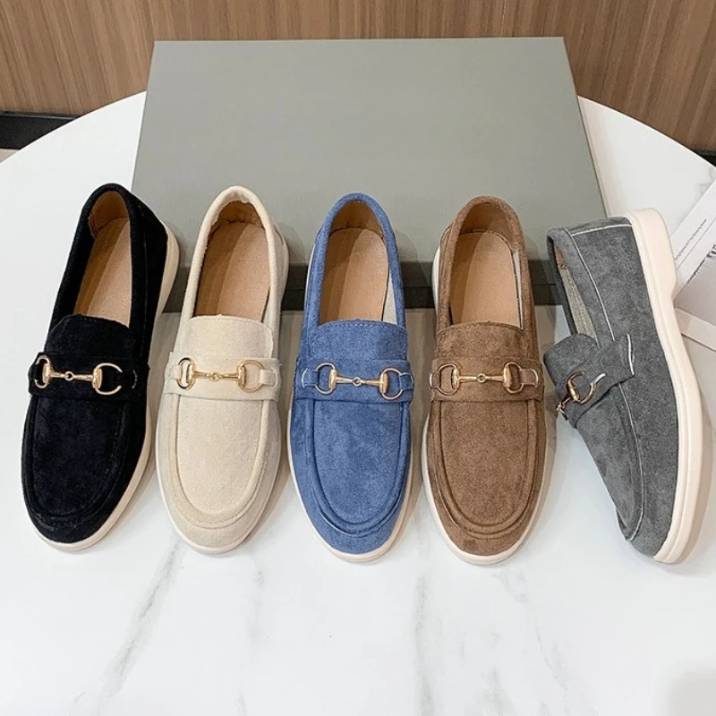 Женская простая обувь, новый стиль, с квадратным носком и неглубоким носком, весенне-осенняя повседневная универсальная обувь с низким берцем, удобные лоферы Женская простая обувь, новый стиль, с квадратным носком и неглубоким носком, весенне-осенняя повседневная универсальная обувь с низким берцем, удобные лоферы