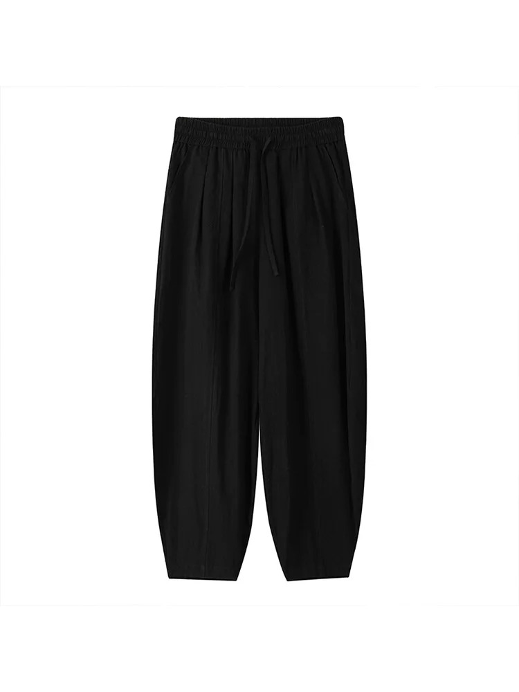 Men's Casual Cotton Linen Pants Spring Summer Loose Wide Leg Lantern Straight Drapey Knife  Long Trousers Leisure orts
