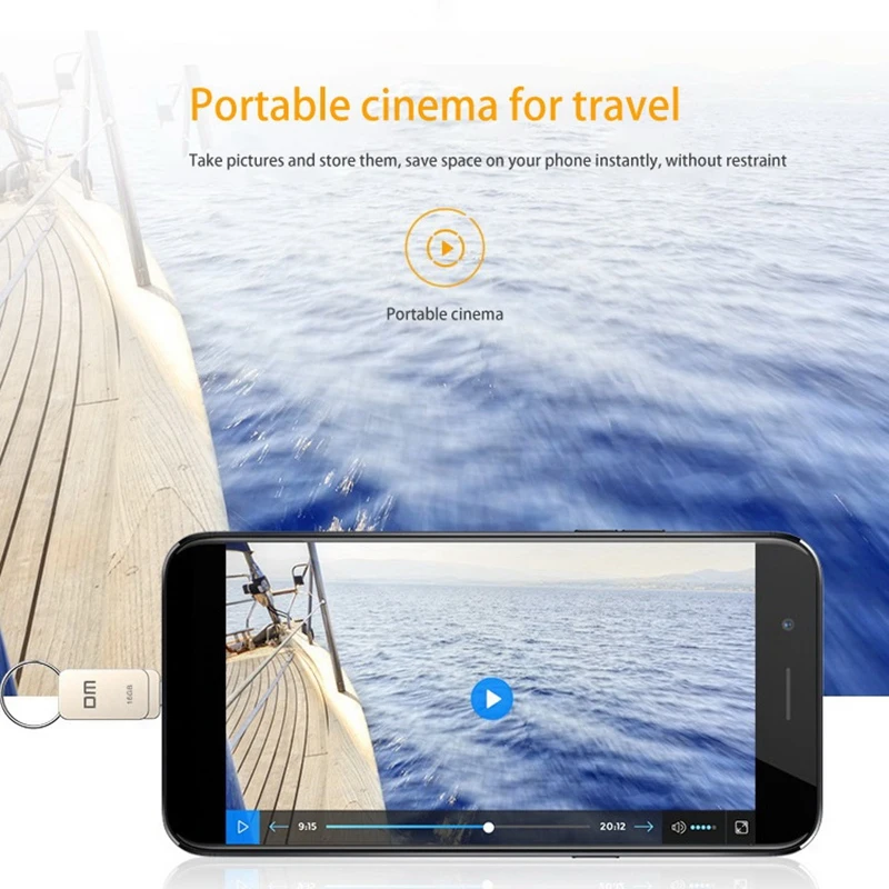 32GB DM PD020 USB Flash Drive U Disk with Key Chain Rotating Carry on USB Flash Disk for Mobile Phone and