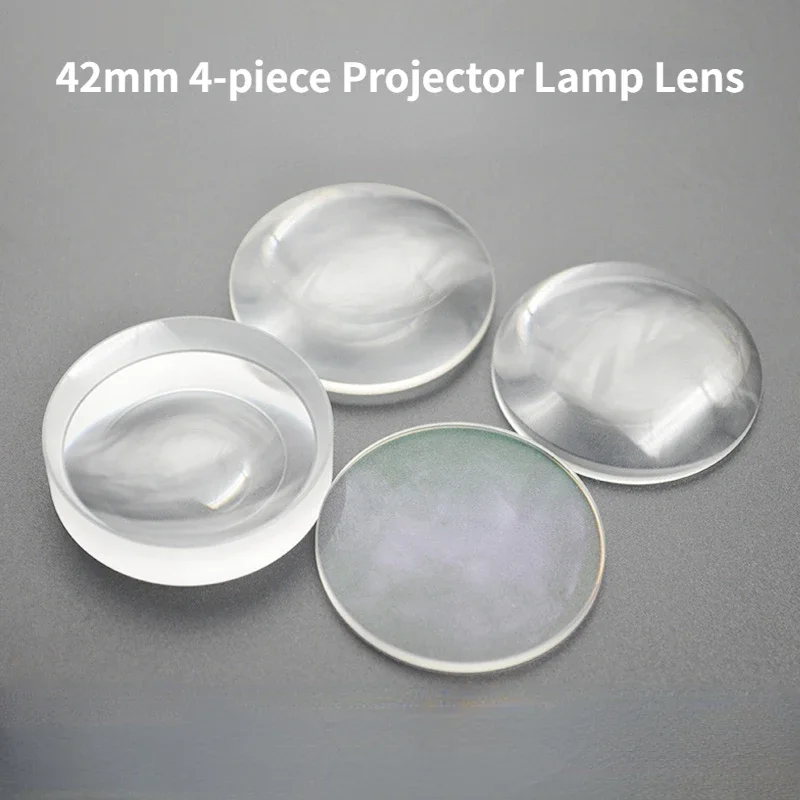 4Pcs 42mm K9 Glass Double Concave Biconvex Plano Convex Lens HD Projection Lamp Logo Projector Light Lenses FL 40 50 160 -40 MM