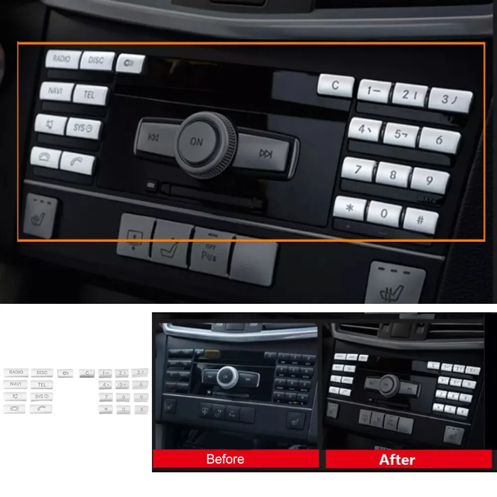 

Car Dashboard Radio CD Player Button Switch Buttons Cover Trim For Benz CLS Class C218 2012-2013 For Benz E Class W212 2014-2015