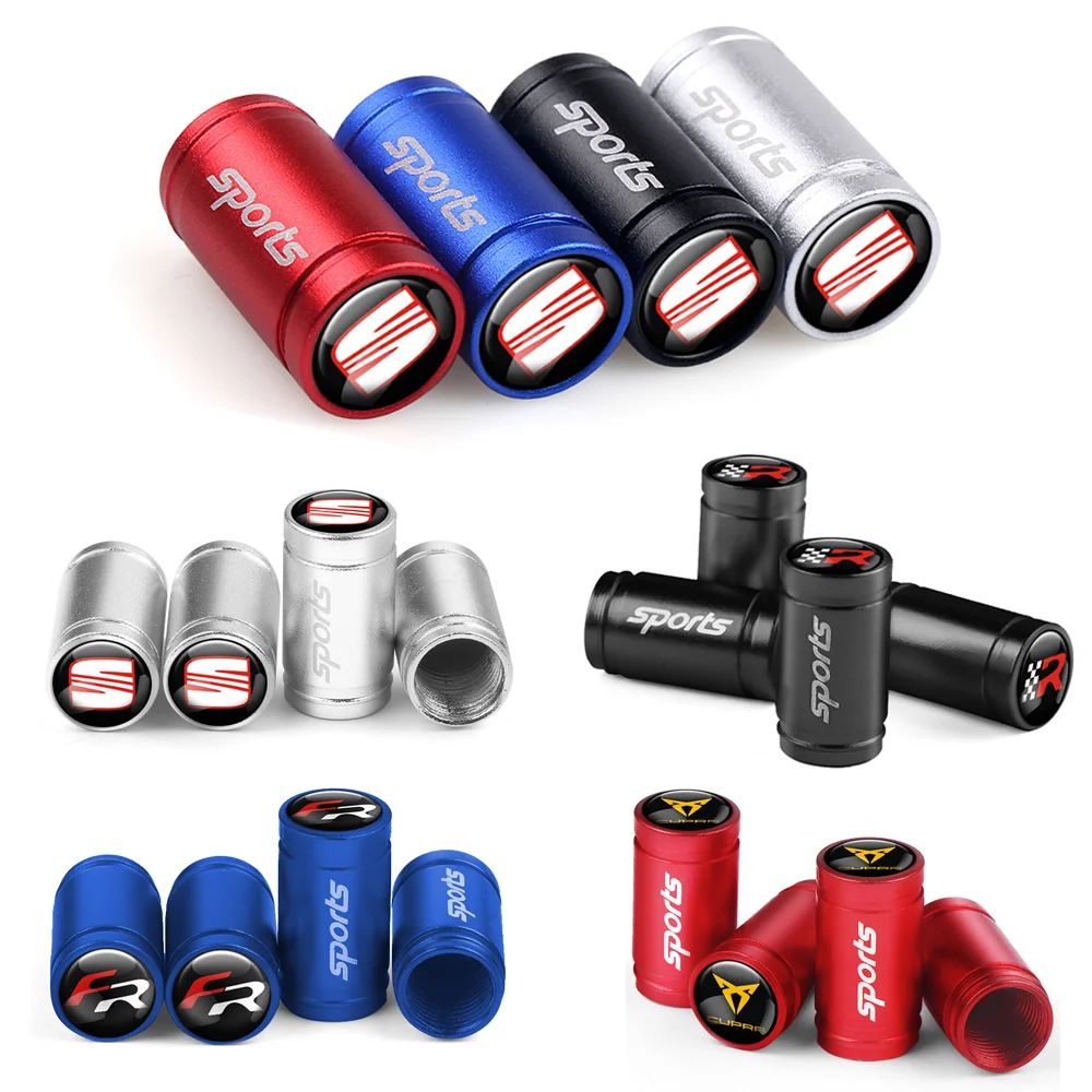 4 Uds. Tapas de válvula para neumáticos de coche, accesorios exteriores para Seat FR Cupra Toledo Cordoba Leon Ibiza Ateca Arona Alhambra Exeo