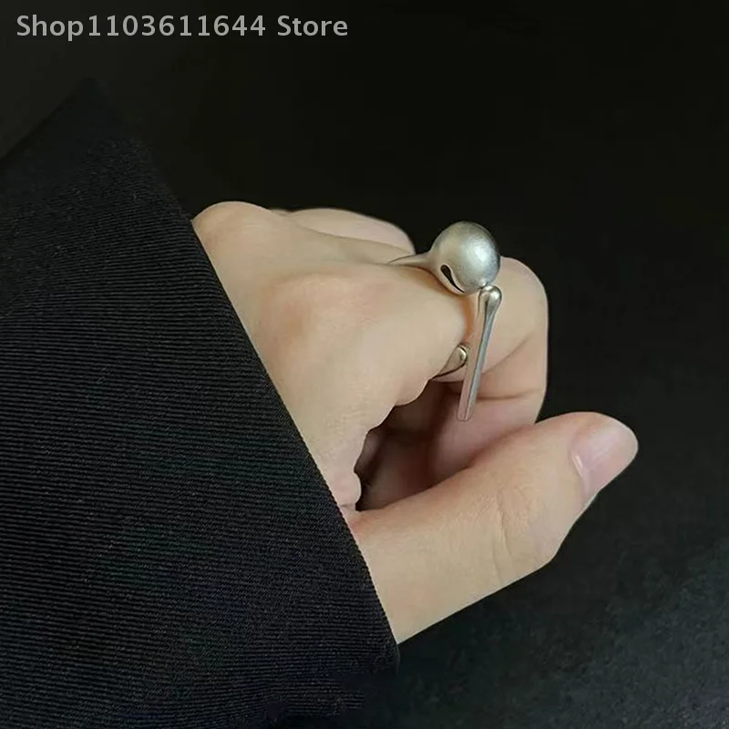 خاتم سمكة خشبي قابل للضغط بتصميم إبداعي لتخفيف التوتر خواتم فضية اللون بسيطة للنساء مجوهرات هدايا أعياد الميلاد