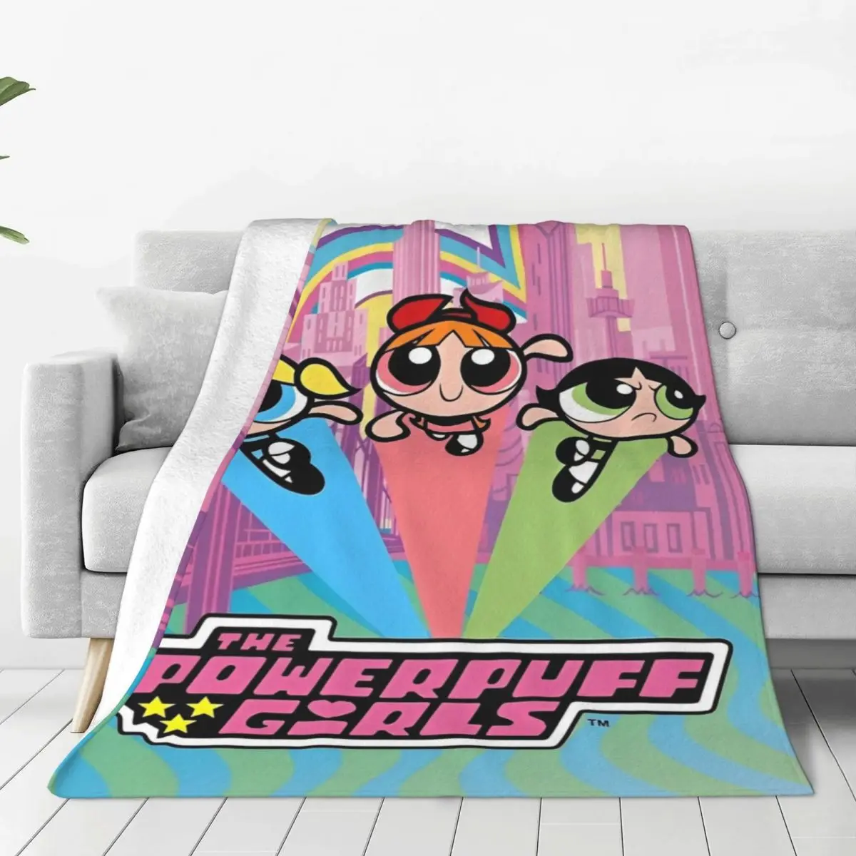 The Powerpuff Girls HD Printed Blankets Soft Comfortable Plush Throw Blanket For Child Couch Bed Flannel Bedspread Bed Cover