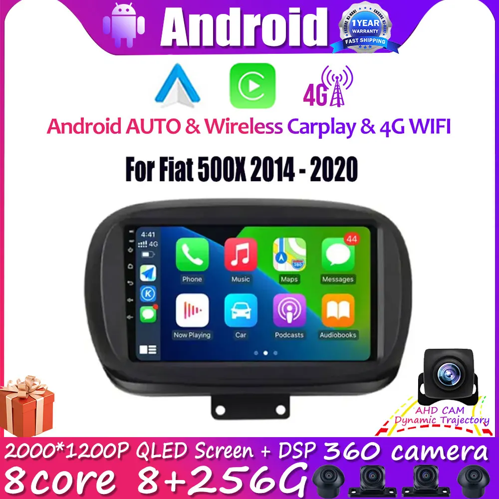 

Android 14 Auto Video For Fiat 500X 2014 - 2020 Car Radio Multimedia Video Player GPS Navigation Track Carplay No 2Din 2 Din DVD