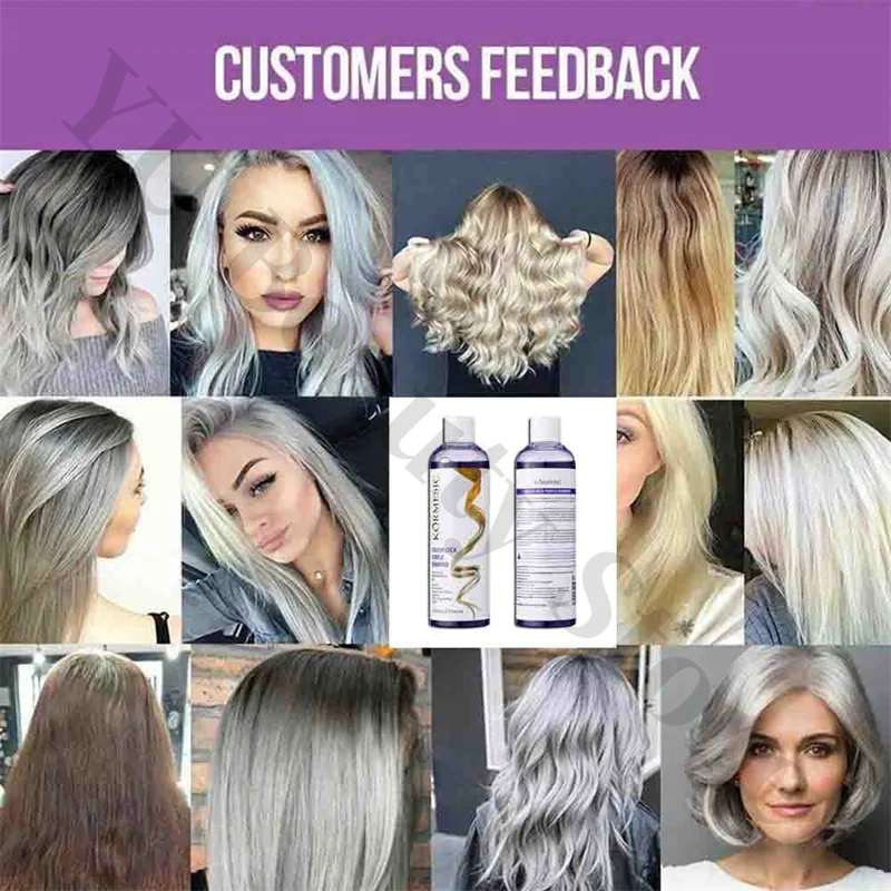 Professional Remove Yellow Shampoo Bleached Hair Anti-Yellow Lock-Color Shampoo Silver White Gray Smooth Shine Fluffy Hair Care