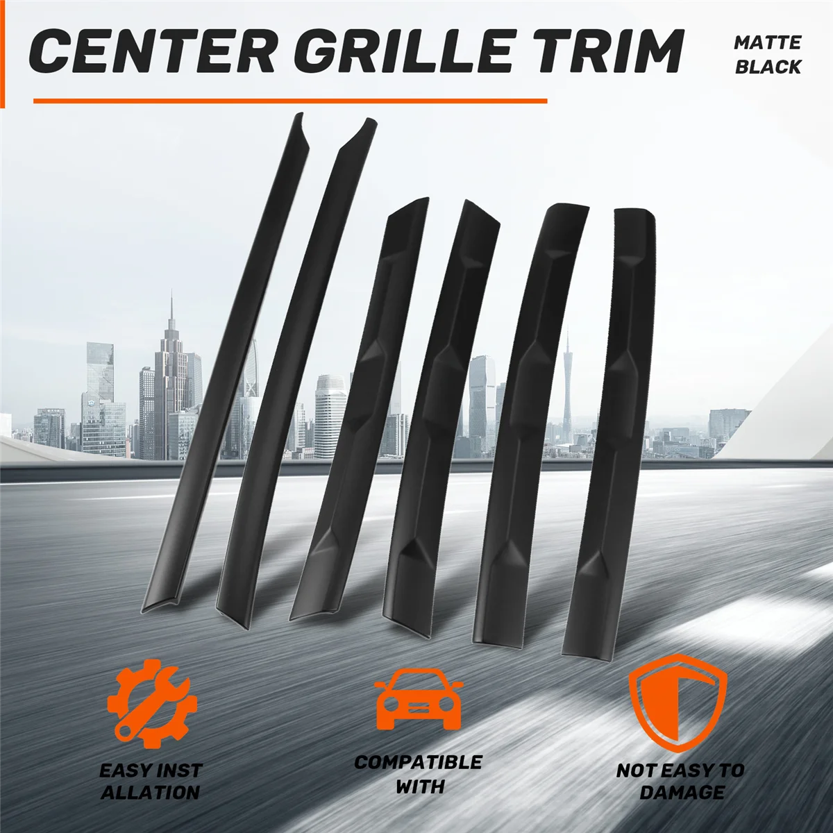 

A02Q-LHD for Tiguan L 2017-2021 Matte Black Front Bumper Mesh Center Grille Grill Moulding Strips Cover Trim