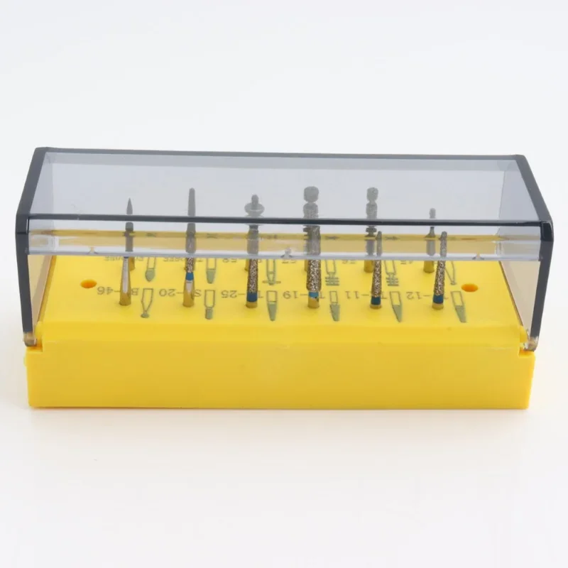 Dental Diamond Burs Drill Set, Alta Velocidade Odontologia Bur Bit, Moagem Odontológica, Materiais Cirúrgicos, Ferramentas De Polimento, Kit De Bur De Folheado