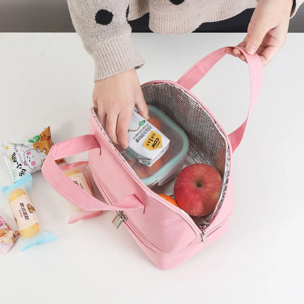 Student Portable Double-layer Insulated Bag for Work, Lightweight Handheld Lunch Box Bag with Rice Insulation Bag, Lunch Box Bag